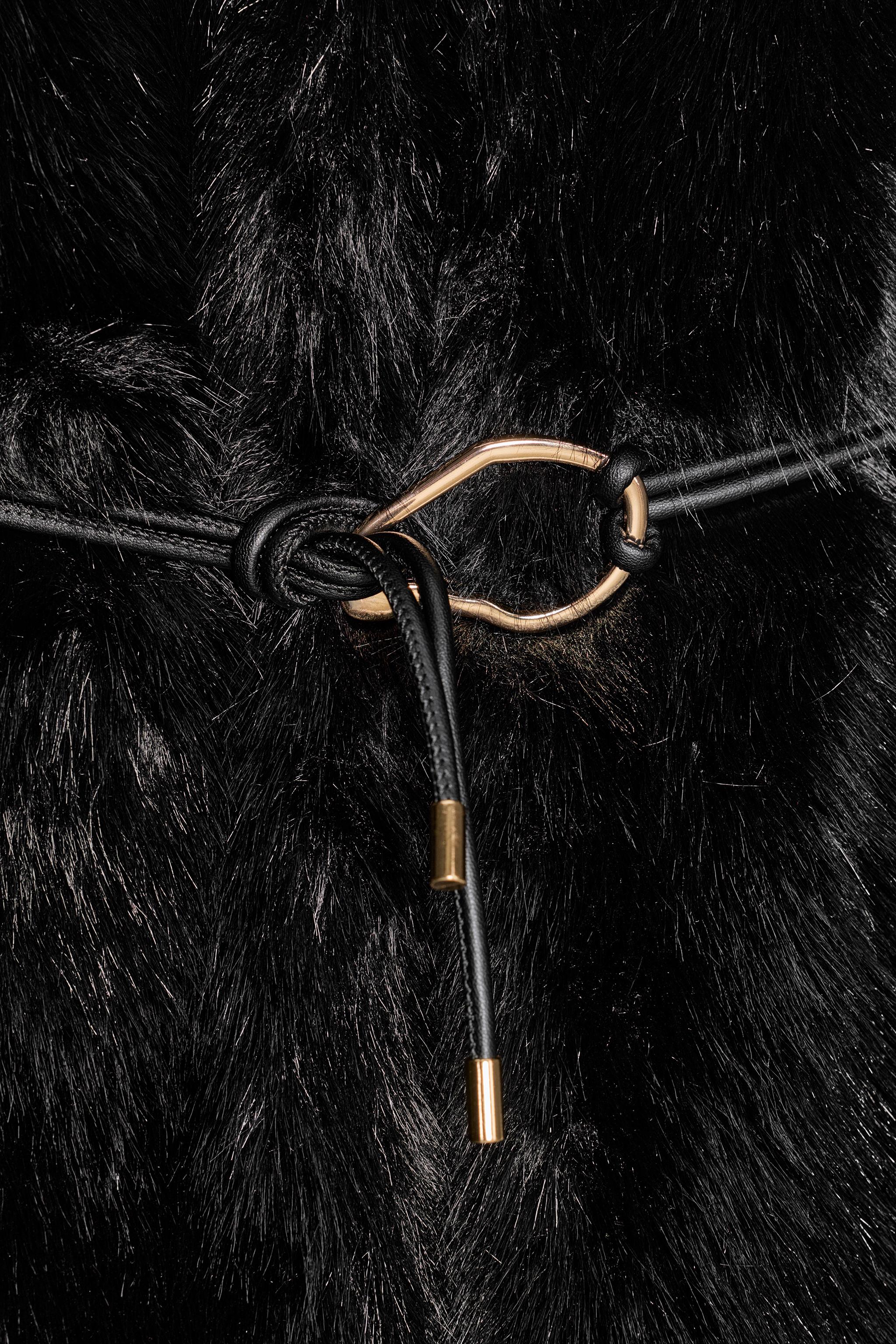 FAUX FUR COAT WITH BELT